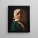 Ein Mädchen mit blauer Jacke und weißem Schal - Pietro Rotari — gerahmtes Bild an der Wand