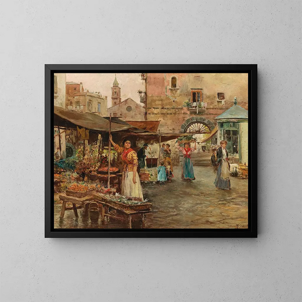 Eine Marktszene in Neapel - Pietro Scoppetta — gerahmtes Bild an der Wand