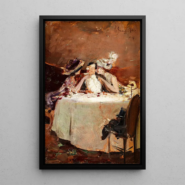 Au café - Pietro Scoppetta — gerahmtes Bild an der Wand