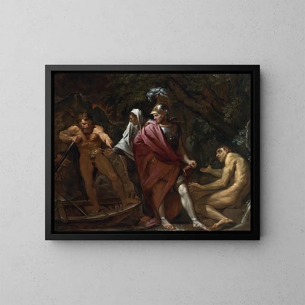 Énée an den Ufern des Styx - Pietro Testa — gerahmtes Bild an der Wand