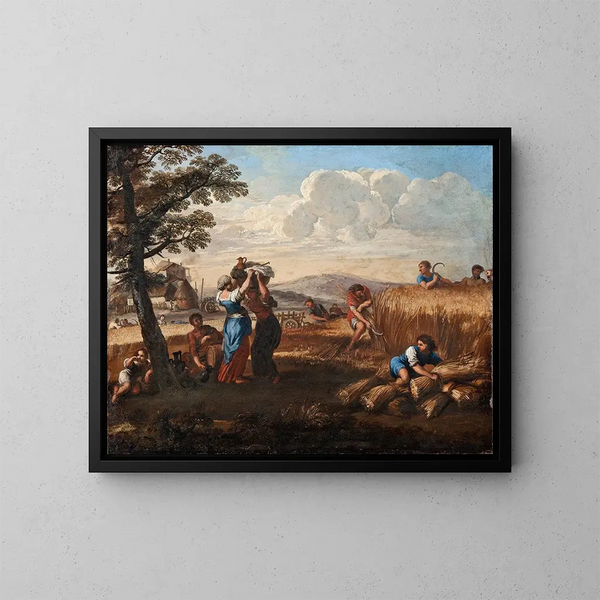Landschaft mit Ernte - Pietro da Cortona — gerahmtes Bild an der Wand