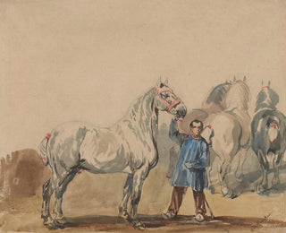 L'homme de l'écurie et les chevaux - Piotr Michałowski — Ansicht des Kunstwerks