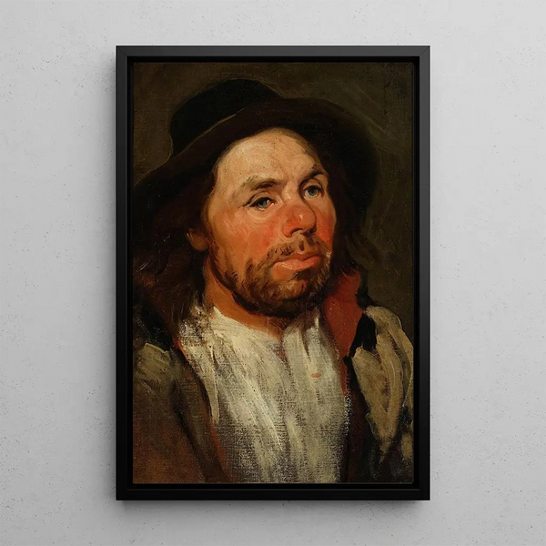 Studie eines Bauern mit Hut - Piotr Michałowski — gerahmtes Bild an der Wand