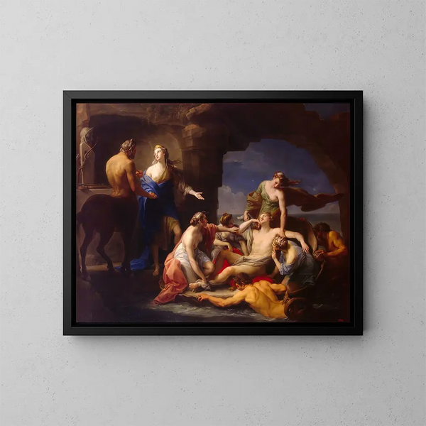 Thétis entfernt Achille vom Zentaur Chiron - Pompeo Batoni — gerahmtes Bild an der Wand