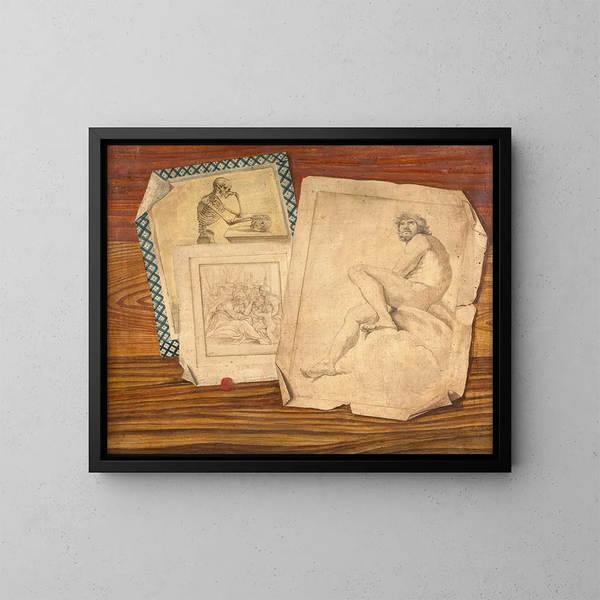 Trompe-l'œil aux trois estampes - Pompeo Lapi — gerahmtes Bild an der Wand