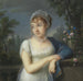 Portrait einer Frau in der Nähe eines Geländers - Jean-Baptiste-Jacques Augustin — in einem Innenraum präsentiert
