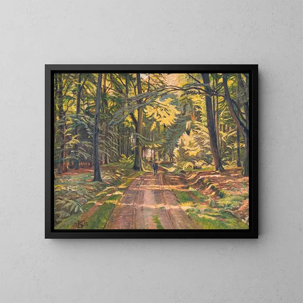 Weg im Wald bei Dyrns - Poul Simon Christiansen — gerahmtes Bild an der Wand