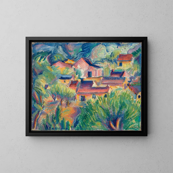 Häuser und Landschaft - Preston Dickinson — gerahmtes Bild an der Wand