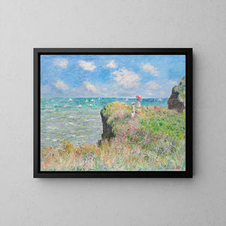Spaziergang auf der Klippe, Pourville von Claude Monet | Kunstdruck Gemälde Wanddekoration Poster Kopie