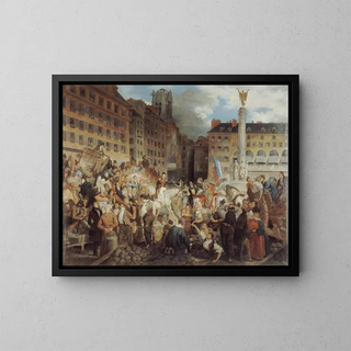 Prosper Lafaye - Le duc dOrlans se rendant  lhtel de ville traverse la place du Chtelet le 31 juillet 1830.webp