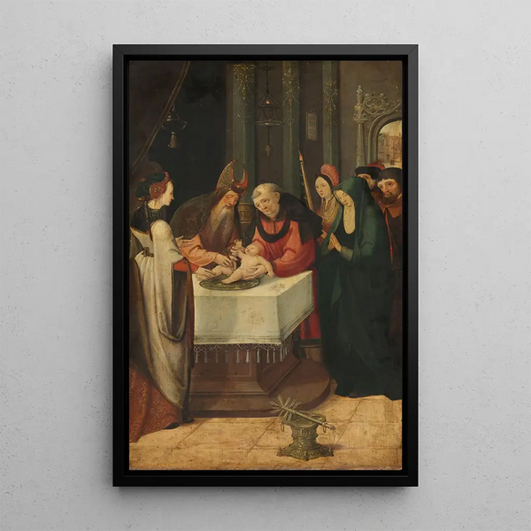 Beschneidung Christi, linkes Flügel eines Altars - Pseudo Jan Wellens de Cock — gerahmtes Bild an der Wand