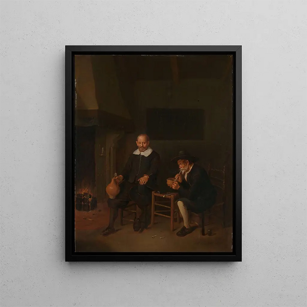 Quirijn Van Brekelenkam - Interior with Two Men by the Fireside.webp