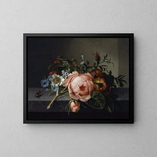 Rachel Ruysch - Still Life With Rose Branch Beetle And Bee.webp