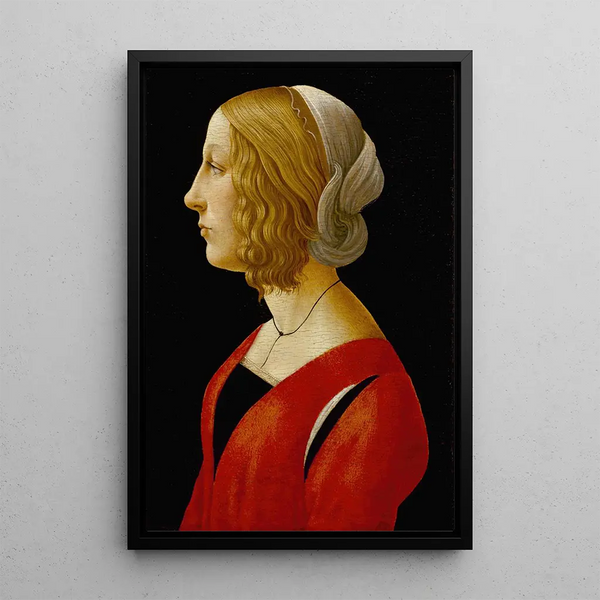 Portrait einer jungen Frau - Raffaellino del Garbo — gerahmtes Bild an der Wand