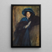 Portrait einer Dame in Blau - Raimundo de Madrazo y Garreta — gerahmtes Bild an der Wand