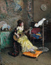 Frau mit Papagei - Raimundo de Madrazo y Garreta — Ansicht des Kunstwerks
