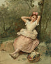 Junge Frau sitzend am Fuß eines Baumes - Raimundo de Madrazo y Garreta — Ansicht des Kunstwerks