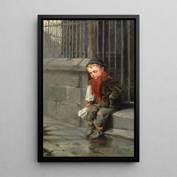 Kleiner Zeitungsverkaufsstand - Ralph Hedley — gerahmtes Bild an der Wand
