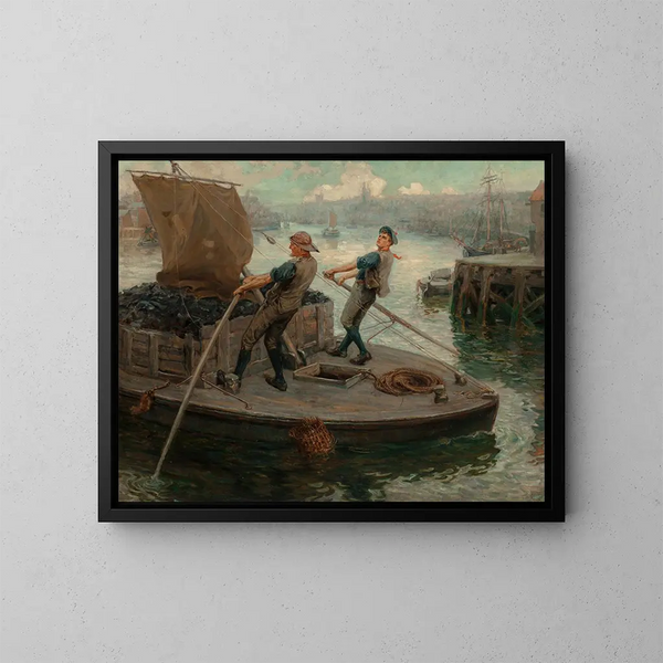 Arbeit an der Tyne in Newcastle - Ralph Hedley — gerahmtes Bild an der Wand