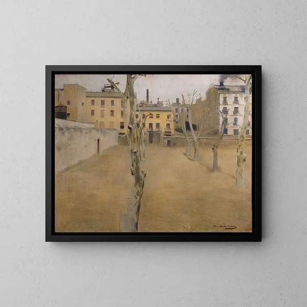 Hof des alten Gefängnisses von Barcelona, Schafhof - Ramon Casas — gerahmtes Bild an der Wand