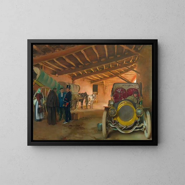Der Autogarage - Ramon Casas — gerahmtes Bild an der Wand