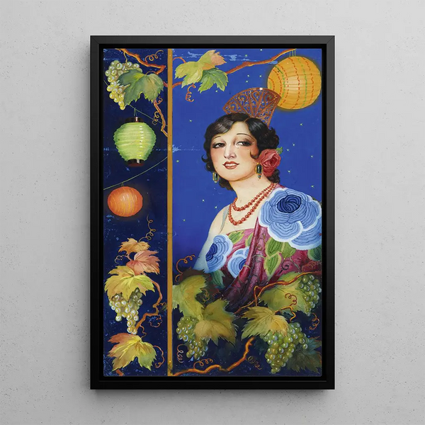 Junge Frau mit Schal - Ramon José Izquierdo y Garrido — gerahmtes Bild an der Wand