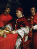 Porträt des Papstes Leo X. mit den Kardinälen Giulio de Médicis und Luigi de Rossi - Raffael — Ansicht des Kunstwerks
