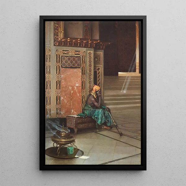 En attendant la prière - Raphael von Ambros — gerahmtes Bild an der Wand