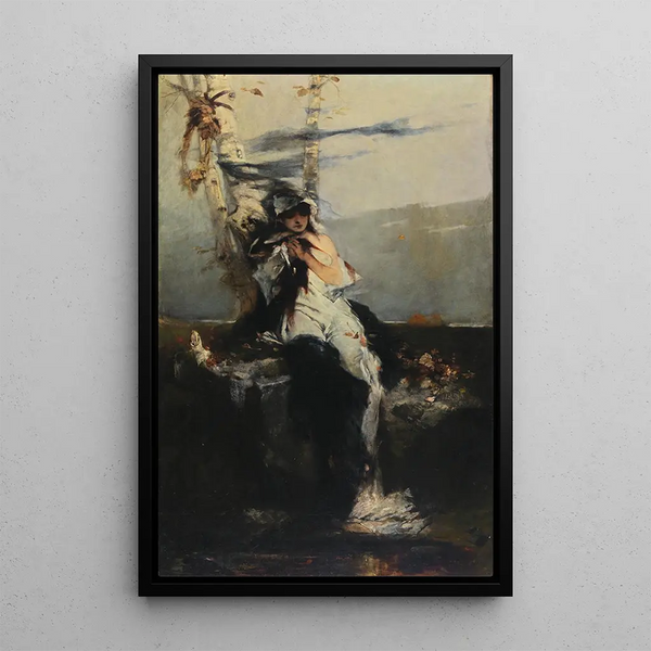 L'Attente - Raphael von Ambros — gerahmtes Bild an der Wand