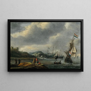 Reinier Nooms - Ships entering a harbour.webp
