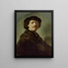 Selbstporträt mit schwarzem Hut - Rembrandt van Rijn — gerahmtes Bild an der Wand
