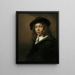 Junge Mann mit schwarzem Barett - Rembrandt van Rijn — gerahmtes Bild an der Wand