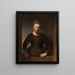 Junge Frau an einer halb geöffneten Tür - Rembrandt van Rijn — gerahmtes Bild an der Wand