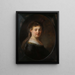 Junge Frau in fantastischem Kostüm - Rembrandt van Rijn — gerahmtes Bild an der Wand