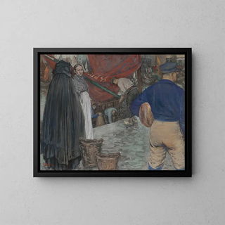 Ankunft der Kutter mit Muscheln - René Bosiers — gerahmtes Bild an der Wand
