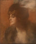 Portrait einer Frau mit Federkiel - Ren Joseph Gilbert — Ansicht des Kunstwerks