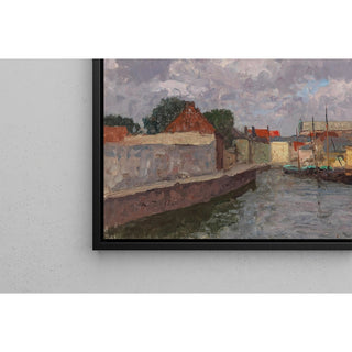 Reproduction A Canal with Boats Before a Town - Alfred Zoff