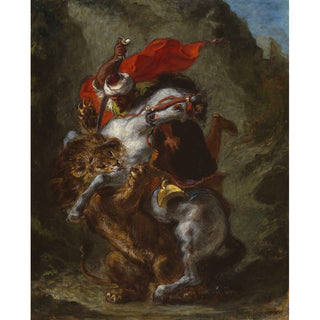 Reproduction Cavalier arabe attaqué par un lion - Eugène Delacroix