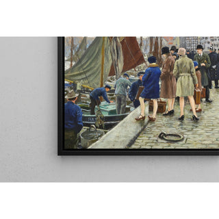 Reproduction Dames élégantes avec chapeaux cloche achetant du poisson - Paul Fischer