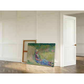 Reproduction Fille se reposant contre une meule de foin - Jan Toorop