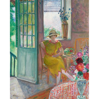 Reproduction Jeune femme dans un intérieur fleuri - Henri Lebasque