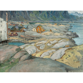 Reproduction Le village au pied de la montagne. Étude des Lofoten - Anna Boberg