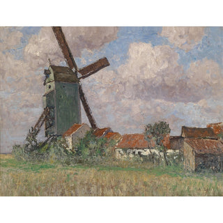 Reproduction Moulin à vent et village en Belgique - Alfred Zoff