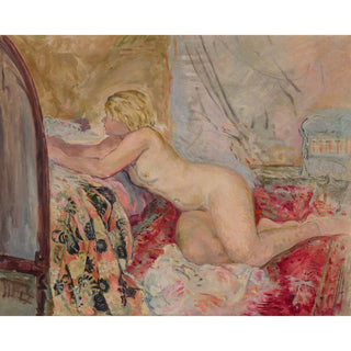 Reproduction Nu allongé contre un lit Marinette - Henri Lebasque