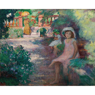 Reproduction Sous les mimosas les filles de l'artiste - Arnold Peter