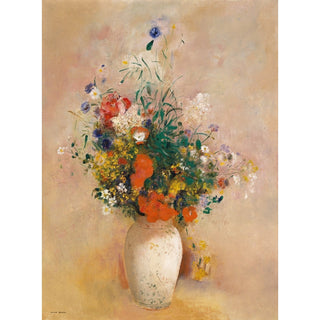 Reproduction Vase de fleurs fond rose - Odilon Redon