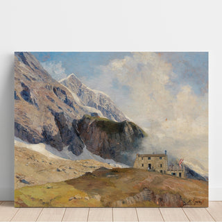 Reproduction Vue sur la Mainzer Hütte, Hohen Tauern avec le Großen Wiesbachhorn en arrière-plan - Marie Egner