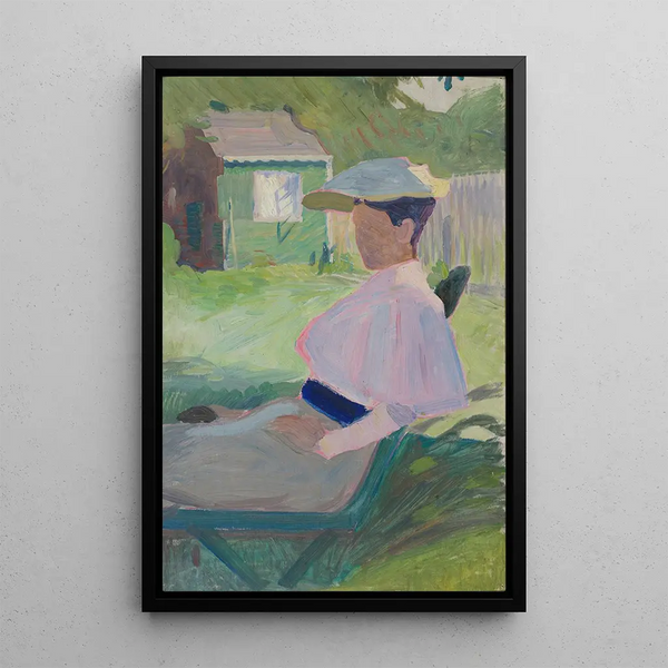 Frau auf einem Gartensessel in Visby - Richard Bergh — gerahmtes Bild an der Wand