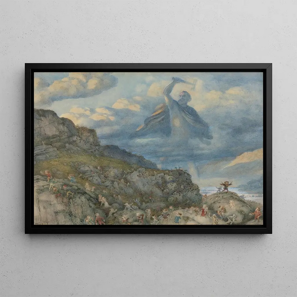 Richard Doyle - The God Thor Drives The Dwarfs Out Of Scandinavia By Throwing His Hammer At Them.webp