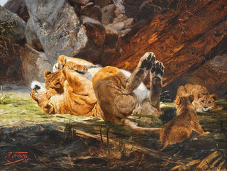 Richard Friese - A lioness with playing cubs.webp
